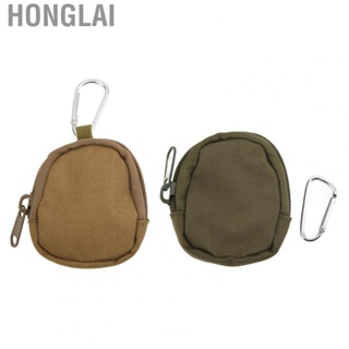 Honglai Small Key Pouch  1000D Nylon Zipper Design Key Bag Case Compact Round  for Outdoor Activities
