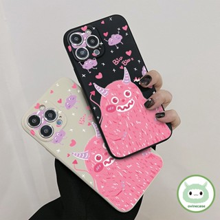 เคสโทรศัพท์มือถือ ซิลิโคนนิ่ม กันกระแทก ลายการ์ตูนลิตเติ้ลมอนสเตอร์ สีชมพู สําหรับ iPhone 14 12 13 11 Pro Max XS X XR XS Max 6 7 8 Plus