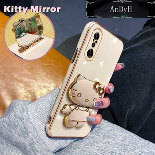 Andyh เคสโทรศัพท์มือถือแบบกระจก พับได้ ลายการ์ตูนเฮลโลคิตตี พร้อมขาตั้ง สําหรับ Xiaomi MI POCO F4 GT 5G POCO F3 GT Redmi K40 Gaming K50