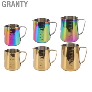 Granty  Frothing Pitcher  304 Stainless Steel Coffee Steaming Pitcher Heat Proof Splash Proof Two Measurements Scale  for Cappuccinos