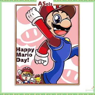 ใหม่ สติกเกอร์ปักครอสสติตช์คริสตัล รูปการ์ตูนอนิเมะ Super Mario 5D แฮนด์เมด สําหรับเด็ก