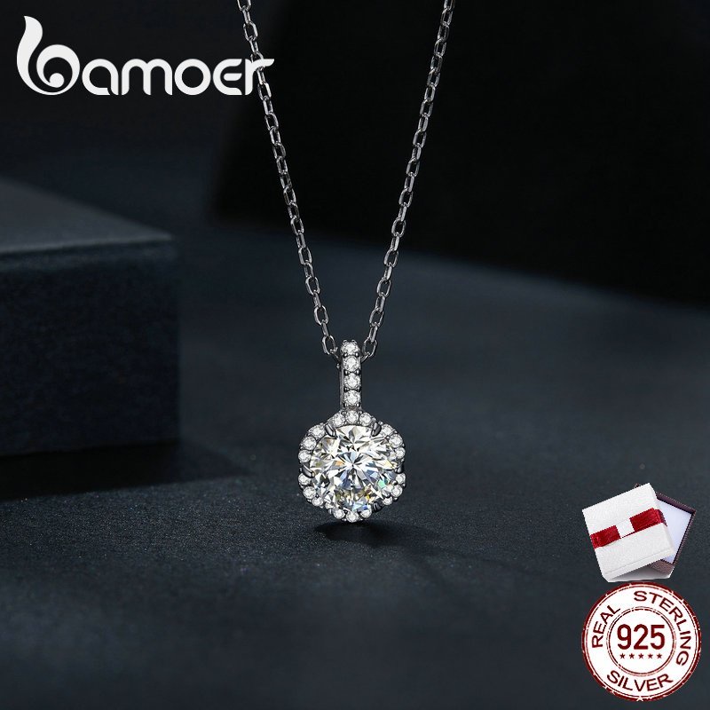 Bamoer สร้อยคอเงิน 925 จี้รูปดอกโมอิส 1 กะรัต D สี VVS1 พรีเมี่ยม เครื่องประดับแฟชั่น สําหรับผู้หญิง ของขวัญ MSN007