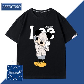 ใหม่ เสื้อยืดลําลอง แขนสั้น พิมพ์ลาย Mickey สําหรับผู้ชาย คู่รัก