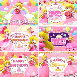 ป้ายแบนเนอร์ ลาย Super Mario Peach ขนาด 150x210 ซม. สําหรับตกแต่งปาร์ตี้วันเกิด