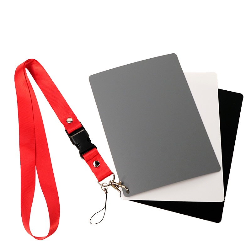 ของขวัญฟรีคุณภาพสูงสีเทา Crad White Balance Card 18% เพิ่มแสง 3 ใน 1 Custom Calibration Camemra Colour