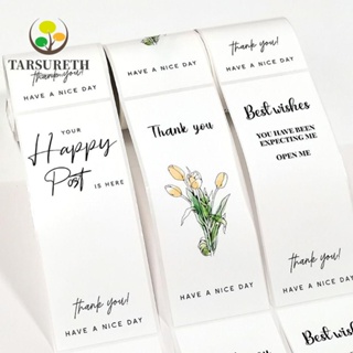 Tarsureth สติกเกอร์ ลายดอกทิวลิป Thank You ขนาดเล็ก 6*15 ซม. สําหรับตกแต่ง 50 ชิ้น