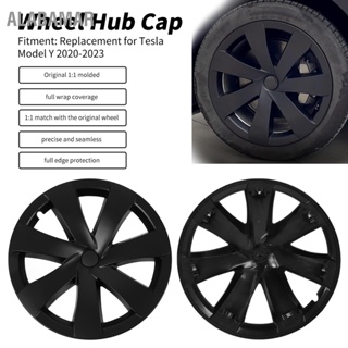 ALABAMAR 4 Pcs 19 นิ้วรถยนต์ Hubcap Matte สีดำล้อ HUB Full RIM Protector ฝาครอบสำหรับ Tesla รุ่น Y 2020 ถึง 2023