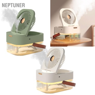 NEPTUNER Misting Desk Fan พับได้เงียบ Mini Spray พัดลมระบายความร้อนตั้งโต๊ะพร้อมไฟกลางคืนสำหรับ Home Travel Office