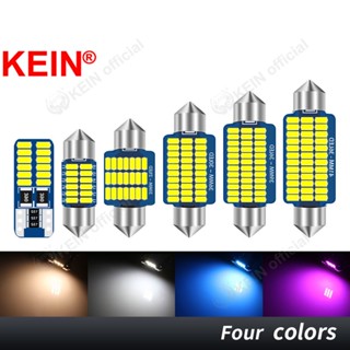 Kein T10 หลอดไฟ Led W5W Festoon 31 มม. 36 มม. 39 มม. 41 มม. C3W C5W แผงไฟภายในรถยนต์ หลอดไฟโดม ป้ายทะเบียน ส่วนประกอบภายใน ที่จอดรถ 3014 24SMD โคมไฟ Led รถจักรยานยนต์อัตโนมัติ