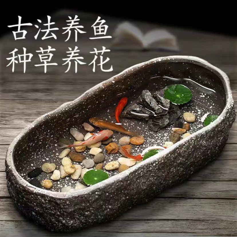 สินค้าใหม่ ขายดี กระถางต้นไม้เซรามิค ขนาดเล็ก สไตล์โบราณ สําหรับตกแต่งระเบียง ตู้ปลา