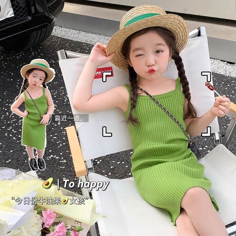 Riconini kids dress ฤดูร้อนเด็กชุดอะโวคาโดใหม่สไตล์ตะวันตกแฟชั่นฤดูร้อนเสื้อผ้าเด็กชุด