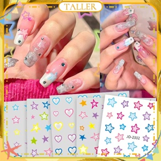 ✧ Ready Stcok Nail Art Pentagram Back Adhesive Nail Sticker Gradiant Star Love Heart Shape Cute Nail Decal Decoration เครื่องมือทำเล็บสำหรับร้านทำเล็บสูงกว่า