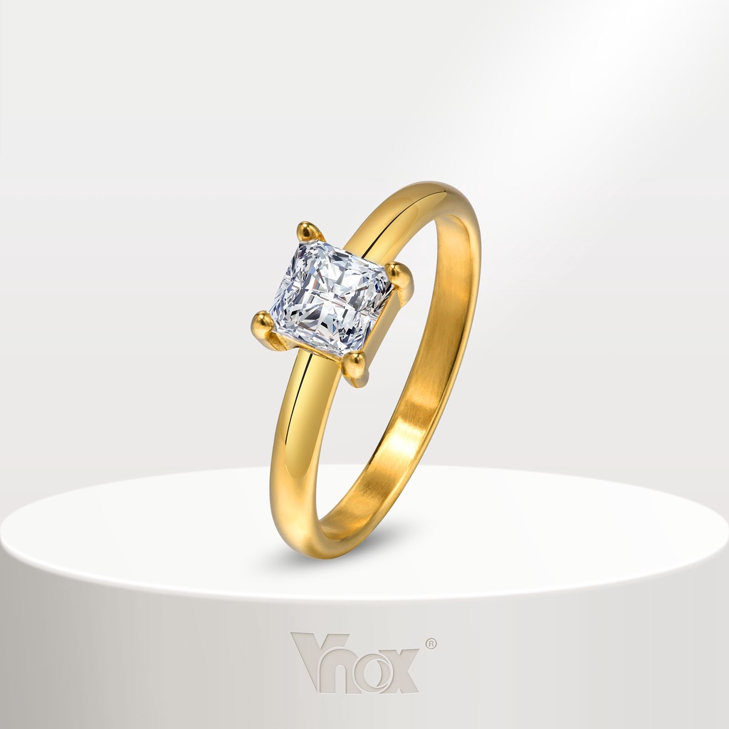 83 บาท Vnox Cubic Zirconia CZ แหวนแต่งงาน สําหรับผู้หญิง Fashion Accessories