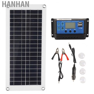 Hanhan Monocrystalline Silicon Solar Panel  100A Solar Controller Solar Panel Kit Dual Female USB Ports  for Picnic for Outdoor Riding