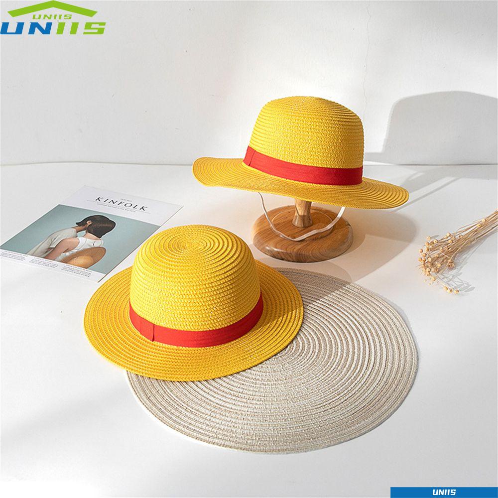 Uniis หมวกฟางปีกกว้าง คอสเพลย์ One Piece ลูฟี่ พานามา ชายหาด ฤดูร้อน