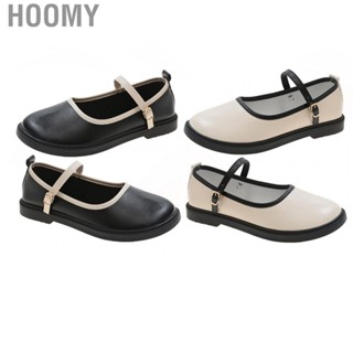 Hoomy Flat Leather Shoes  Girls Leather Shoes Buckle Ankle Strap Round Toe Fashionable  for Outdoor