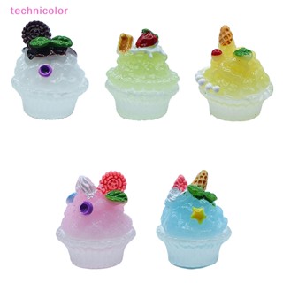 [technicolor] แก้วสมูทตี้ เรืองแสง ขนาดเล็ก สีครีม สําหรับตกแต่งบ้านตุ๊กตา 2 ชิ้น