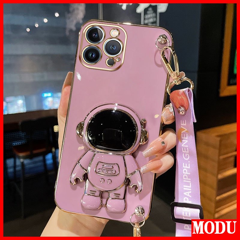 เคสซิลิโคนนิ่ม ลายนักบินอวกาศ พร้อมสายคล้องคอ อเนกประสงค์ หรูหรา สําหรับ Realme C55 C53 C33 C31 C30 