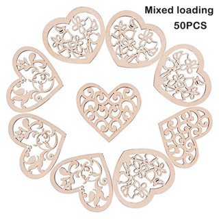 50pcs Wedding Lightweight Multifunctional Home Decor Mini DIY Craft Kids Adults 53mm Wooden Heart