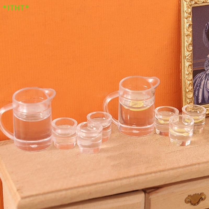 ITHT> 1 ชุด 1:12 Dollhouse Miniature กาต้มน้ํามะนาวถ้วยน้ําเครื่องดื่มชุดชาเด็กแกล้งทําเป็นเล่นตุ๊กตา House อุปกรณ์เสริมใหม่ - รูปที่ 5