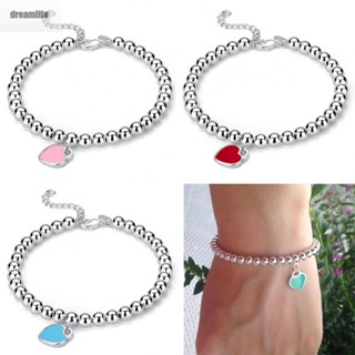 【DREAMLIFE】Classic Heart Bracelet Blue Silver 925 Enamel Peach Heart Heart-shaped Bracelet