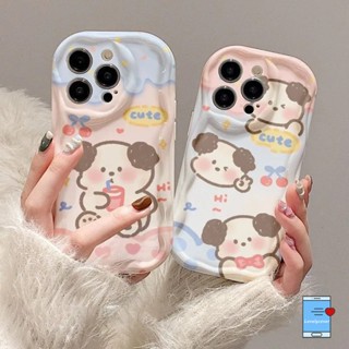 เคสโทรศัพท์มือถือ ขอบโค้ง ลายลูกสุนัข ไอศกรีม เชอร์รี่ 3D สําหรับ OPPO A96 A57 A76 A16 A17K A17 A74 A1K A77s A55 A5s A7 A53 A12 A15s A16s A77 A95 A54 A15 A31 A9 A5 A3s A52 A16K A16E