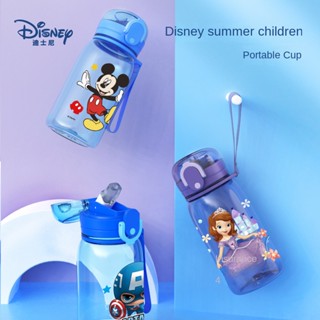 Disney Tritan แก้วน้ําพลาสติก ลายการ์ตูนเป็ดน่ารัก พร้อมหลอดดูด แบบพกพา สําหรับเด็กนักเรียน 0618