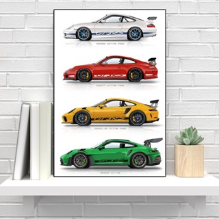 โปสเตอร์ผ้าใบ พิมพ์ลายรถแข่ง Porsche GT3 RS สไตล์โมเดิร์น หรูหรา สําหรับตกแต่งผนัง 0508