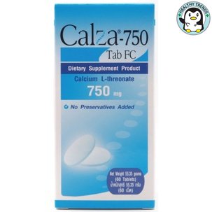 lot ใหม่ หมดอายุ 11/2026 CalZa   แคลซ่า  แคลเซียม แอล- ทรีโอเนต 750 mg. 60 เม็ด [HT]