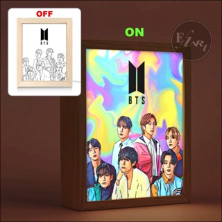 Bts Army Edition - กรอบรูปไฟ LED วัสดุไม้จริง สําหรับตกแต่งห้องสุนทรีย์ [EZ Art]