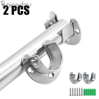 #NICEDAY-2 Pcs Flange Rod Holder Rod End Supports Round Head Stainless Steel Towel Seat