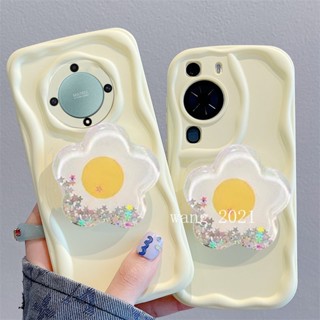 เคสโทรศัพท์ซิลิโคน แบบนิ่ม ลายดอกไม้ มีทรายไหล สําหรับ Huawei P60 Pro Mate 50 Pro Honor X9a X9 X8 70 5G 4G 2023