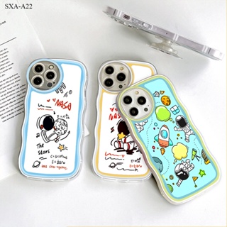 Compatible With Samsung Galaxy A22 A23 A50 A30S A50S A52 A52S A72 A73 A7 2018 5G 4G เคสซัมซุง สำหรับ Case Cartoon Astronauts เคส เคสโทรศัพท์ เคสมือถือ Full Cover Soft Clear Phone Case Shockproof Cases【With Free Holder】