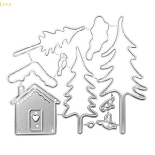 Love Tree House แผ่นแม่แบบโลหะ ตัดลายฉลุ สําหรับตกแต่งสมุด อัลบั้ม กระดาษ การ์ด แม่แบบ DIY