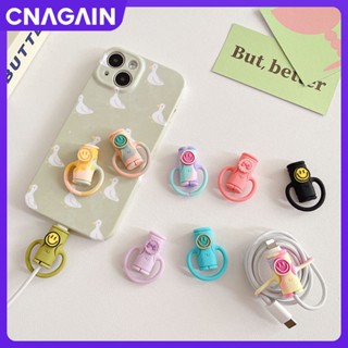 Cnagain ใหม่ เคสซิลิโคน ลายการ์ตูนหน้ายิ้ม สําหรับป้องกันสายชาร์จ iPhone Android