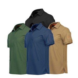 พร้อมส่ง เสื้อยืดแขนสั้น คอปก แห้งเร็ว แต่งกระดุม สีพื้น สําหรับผู้ชาย เหมาะกับการเล่นกีฬากลางแจ้ง