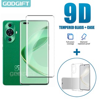 Godgift 2 in 1 ฟิล์มกระจกนิรภัยกันรอยหน้าจอ พร้อมเคสซิลิโคน กันกระแทก สําหรับ Huawei Nova 11 Pro 11 11i 10 9 8 Pro SE 8i 7i 5T Y90