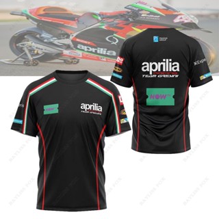 เสื้อยืดแขนสั้น ระบายอากาศได้ดี แบบแห้งเร็ว ลาย Aprilia Moto Racing Team สําหรับผู้ชาย มีสีแดง สีดํา