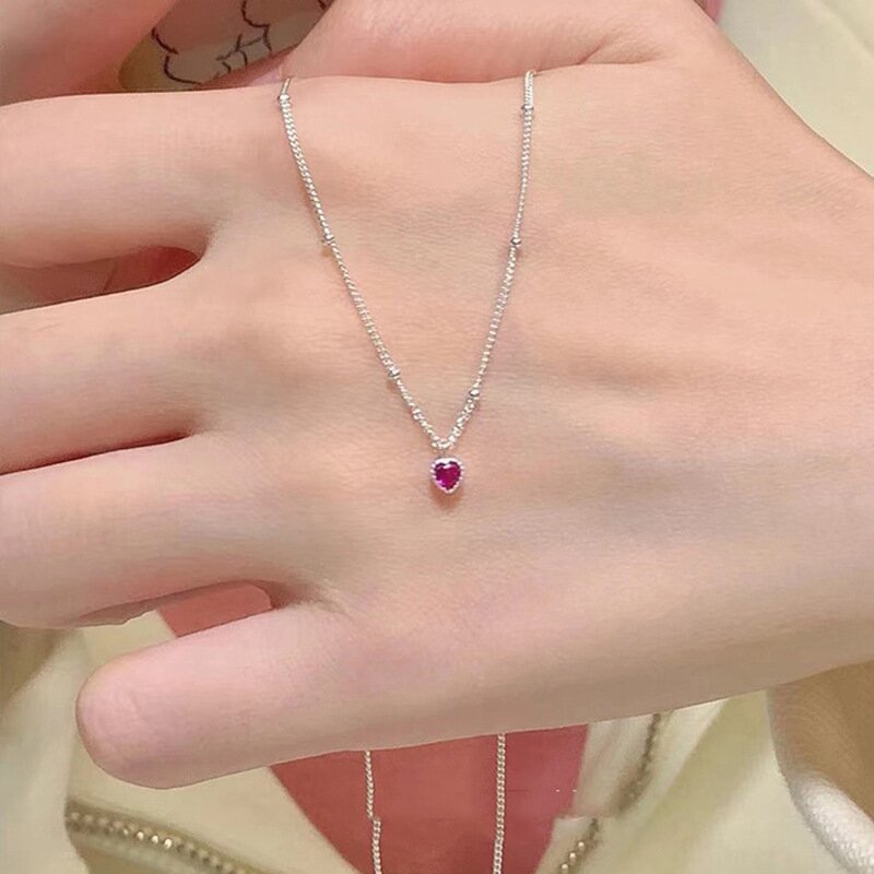 สร้อยคอ โลหะผสมคริสตัล รูปหัวใจ เป็นที่นิยม สําหรับเด็กผู้หญิง - รูปที่ 3