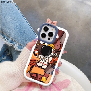 Huawei P50 P40 P30 Pro เคสหัวเว่ย สำหรับ Case Cartoon Cosmonaut เคส เคสโทรศัพท์ เคสมือถือ Full Cover Hard Phone Cases Casing