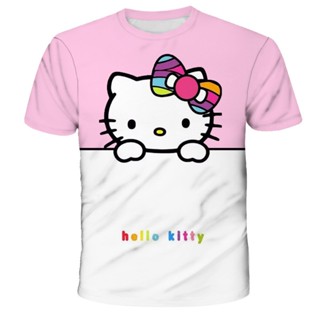 เสื้อยืด พิมพ์ลายการ์ตูน Hello Kitty สําหรับเด็กผู้ชาย