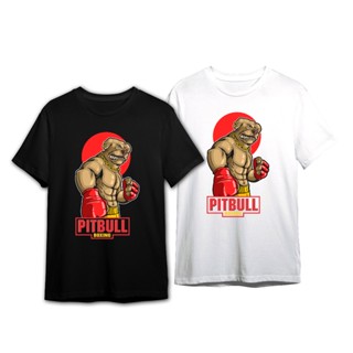 เสื้อยืดคอกลม สกรีนลาย PITBULL BOXING แขนสั้น  ผ้า COTTON 100%