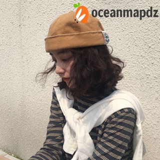 OCEANMAPDZ หมวกบีนนี่ ไร้ขอบ ลายหมีขั้วโลก สีพื้น สไตล์เกาหลี ฮิปฮอป สําหรับผู้ชาย