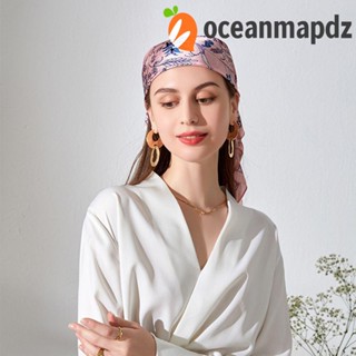 OCEANMAPDZ ที่คาดผม ผ้าพันคอ ผ้าขนหนู ทรงสี่เหลี่ยม ลายดอกไม้ และนก อเนกประสงค์ สีพื้น สไตล์เรโทร สําหรับผู้หญิง