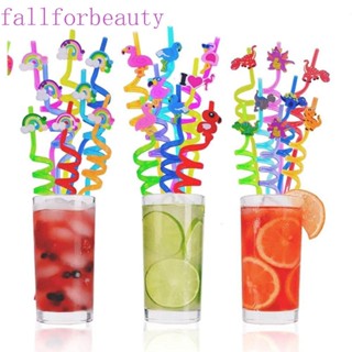 FALLFORBEAUTY หลอดดูดน้ําผลไม้ พลาสติก รูปเมฆ ไดโนเสาร์ สีสันสดใส 26 ซม.