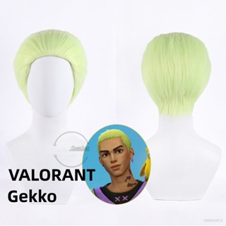 Ellen VALORANT Gekko วิกผมสั้น สีเขียว ทนความร้อน สําหรับแต่งคอสเพลย์ ปาร์ตี้ฮาโลวีน