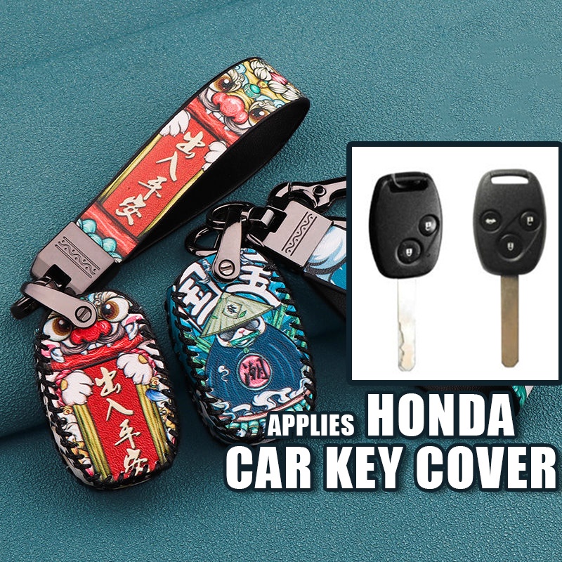 เคสกุญแจรีโมตรถยนต์ หนัง 2/3 ปุ่ม อุปกรณ์เสริม สําหรับ honda Fit Pilot Accord Freed Pilot StepWGN Insight honda civic jazz CITY brio amaze crv CITY H2 H3 ของแต่งรถยนต์ พวงกุญแจ