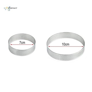 แม่พิมพ์ทาร์ต สเตนเลส ทรงกลม พร้อมรู สําหรับทําเค้ก มูส ผลไม้ พาย 10 ชิ้น