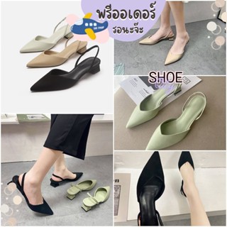 NM60 size 34-40  รองเท้าส้นเตี้ย รัดส้น หัวแหลม รองเท้าผู้หญิง shoe preorder