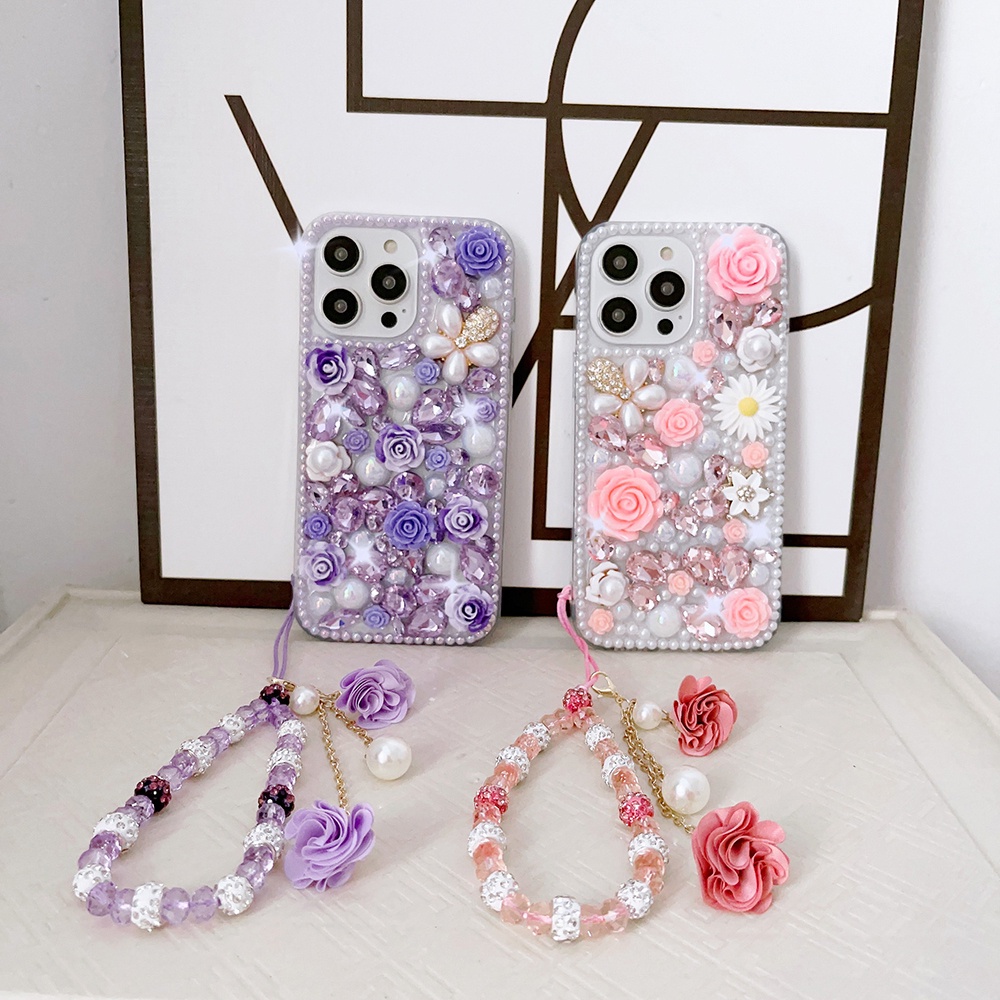 สวย Stereoscopic Camellia Hard เคสโทรศัพท์สําหรับ IPhone 11 Pro Max X XS XR XS Max คู่มือฝังกลีบมุกส